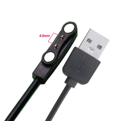 USB Charging Cable And Adapter for Smartwatches, Featuring a 2-Pin And 4-Pin Dock for Power Connection.