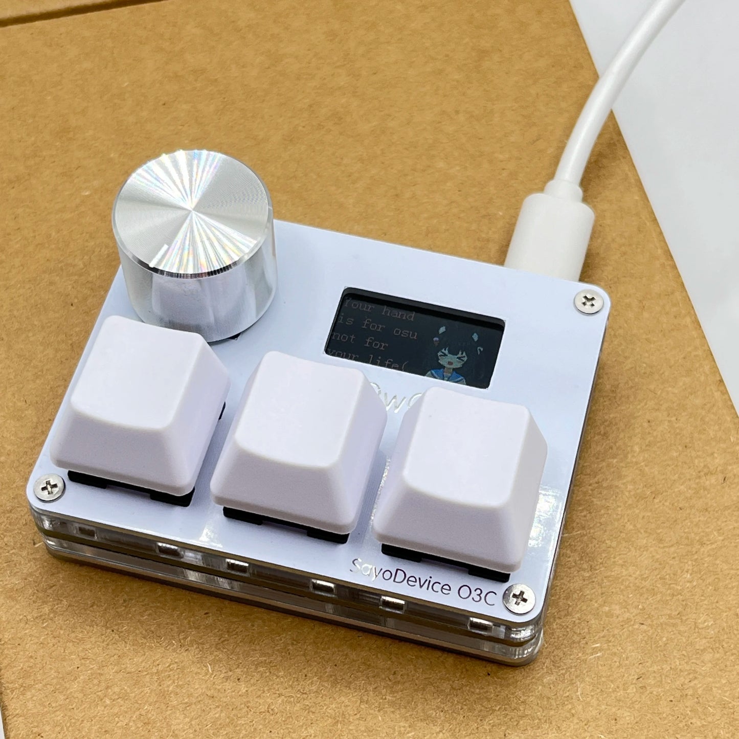 O3C SayoDevice OSU O3C Rapid Trigger Hall Switches Magnetic Pink Switches Keyboard With Knob Screen Copy Paste Shotcut