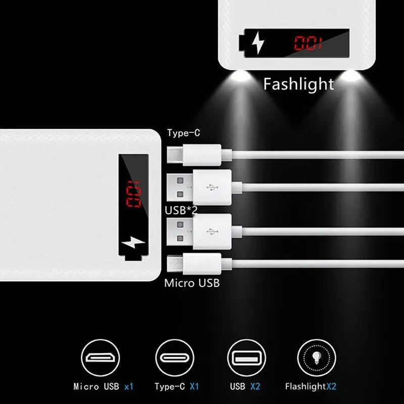 USB Power Bank Battery Charge Box 8*18650 Battery Charger Box Digital display panel Fast Charging with LED Digital Display Light