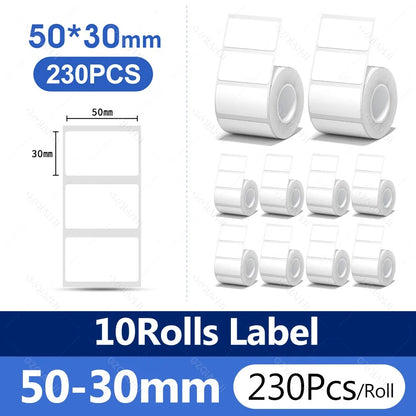 3/5/10 NiiMBOT White Label Paper Waterproof Self-adhesive Rolls For B1 B21 Mini Label Printer Price Tag Office Maker UV Print