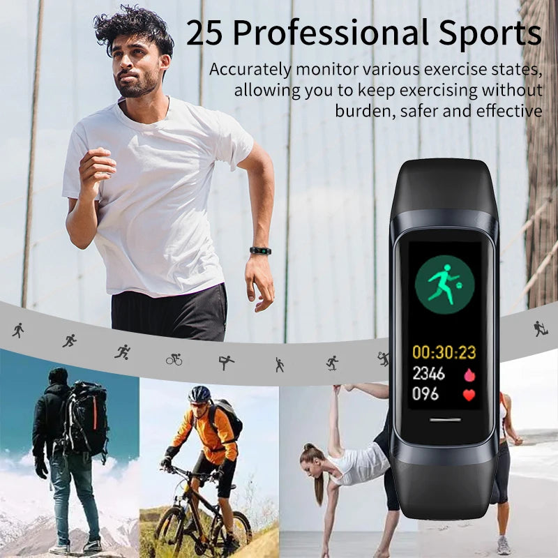 LIGE New Smart Fitness Band Men Women AMOLED Clock Temperature Blood Oxygen Pressure Smartwatch Waterproof Watch For IOS Android