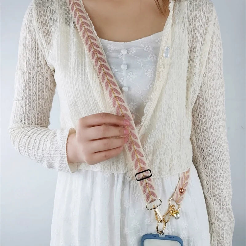 Adjustable Long Mobile Phone Lanyard Crossbody Card Neck Cord Clip Hang Lanyard Pearl Hanging Ornaments Charm Anti-lost Lanyard