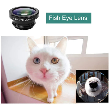 3In1 Mobile Phone Fish Eye Lens 0.67X Wide Angle Macro Lenses Camera Kits With Clip Universally Lens For iPhone 16 Xiaomi Huawei
