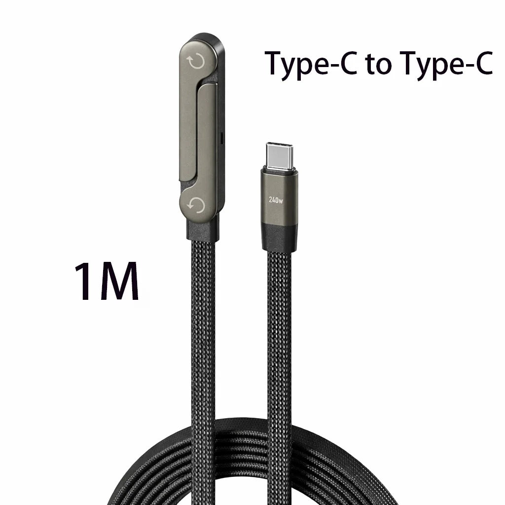 USB C to USB C Cable 240W Fast Charging Right Angle Type C Cable with Foldable Stand 1M 1.5M for iPhone 17 16 Samsung S25 S24