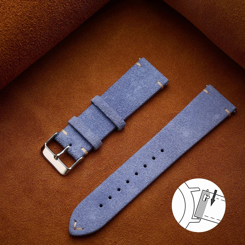 Wristband 20mm 22mm 4mm 16mm 18mm Quick Release Soft Suede Strap Brown Watch Bands Calfskin Bracelet Women&Men Accessories