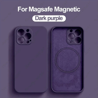 Original Liquid Silicone Magnetic Case For iPhone 11 13 12 14 15 Pro Max Plus For Magsafe Case Wireless Charge Cover Accessories