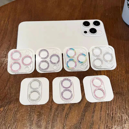 2PCS Bling Glitter Diamond Camera Lens Protector For Apple Iphone 16 15 13 12 Pro Max Sreen Zia Protectors Film For iPhone14plus