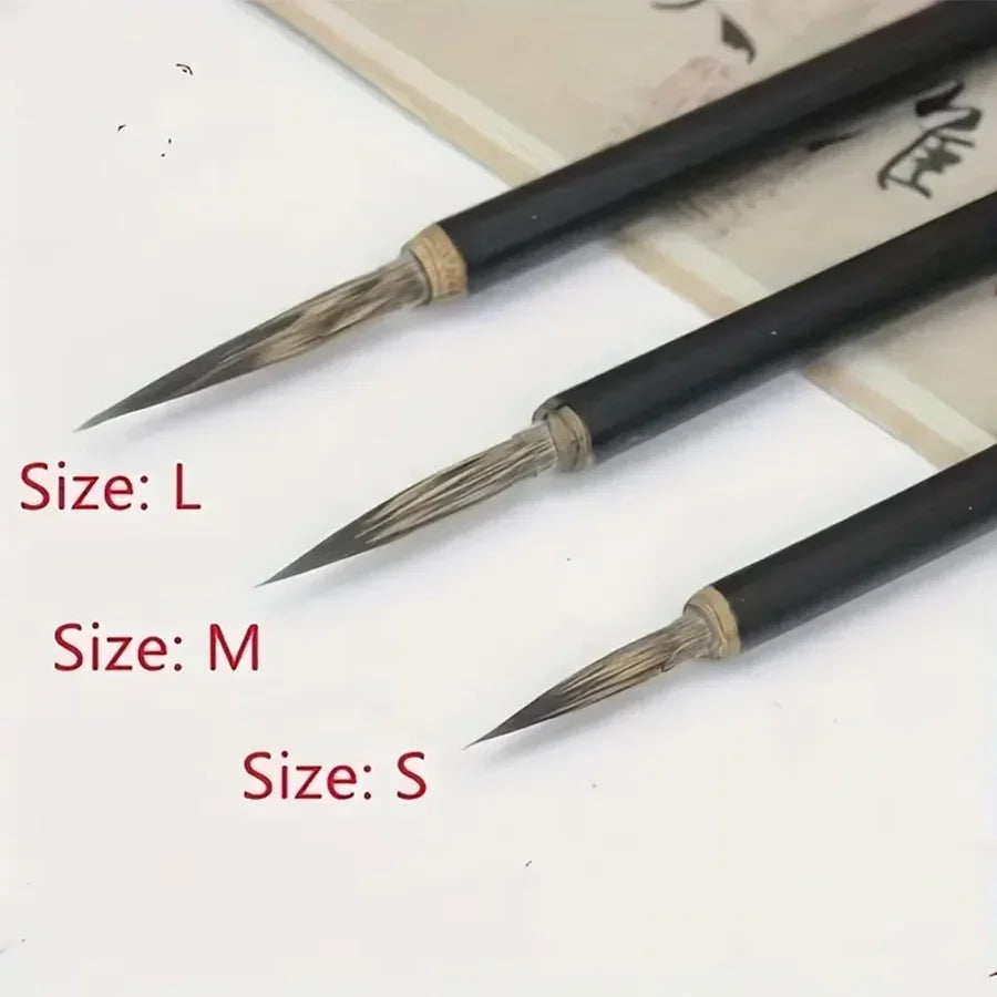 3pcs Chinese Calligraphy Brush Set – Fine Brushes for Painting and Writing