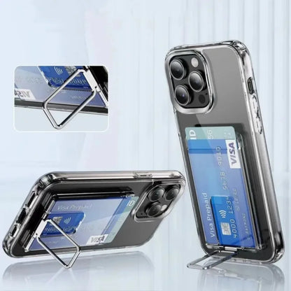 For Magsafe Wallet Magnetic Clear Case For iPhone 16 Pro Max 15 14 13 12 11 Strong Adsorption Magnet Fold Stand Slot Card Holde