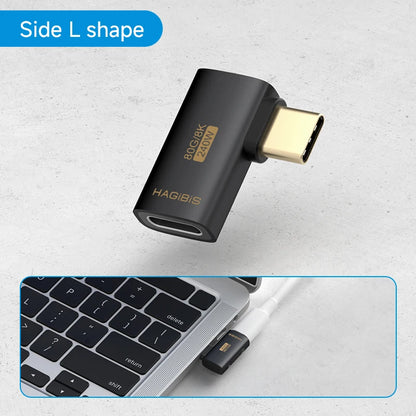 Hagibis USB C to C Adapter 90 Degree Right Angle Converter 80Gbps USB4 Data Cable Extension for Thunderbolt 5/4 iPhone 17 Laptop