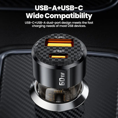 Toocki 60W Car Charger 30W Quick Charge Transparent Case PD 27W for iPhone 15 14 13 12 Xiaomi Poco Samsung Fast Charger Charging