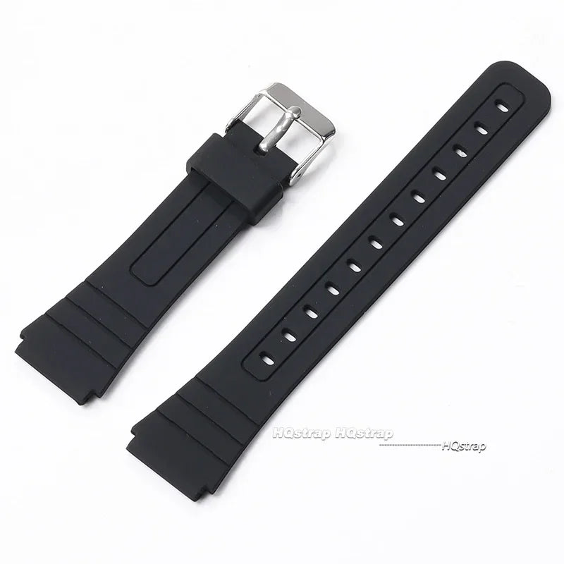 18mm Silicone Watch Strap for Casio W800H Soft Watchband Black Rubber Bracelet for SGW400 F91W F84 F105/108/A158/168 AE1200/1300