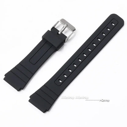 18mm Silicone Watch Strap for Casio W800H Soft Watchband Black Rubber Bracelet for SGW400 F91W F84 F105/108/A158/168 AE1200/1300