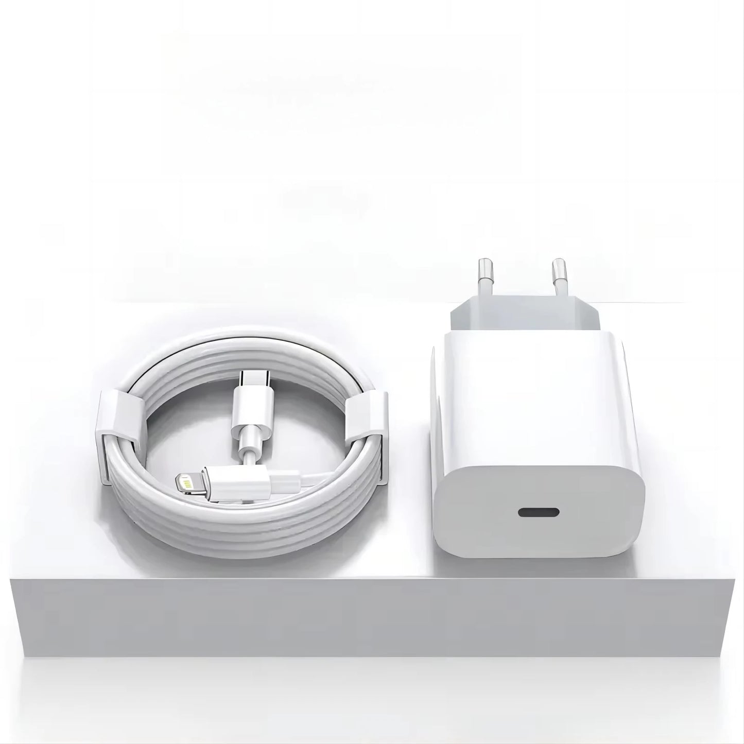 PD 20W Fast Charging EU Charger Plug with 1M/3FT Cable for iPhone iPad