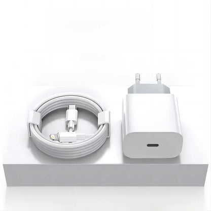 PD 20W Fast Charging EU Charger Plug with 1M/3FT Cable for iPhone iPad