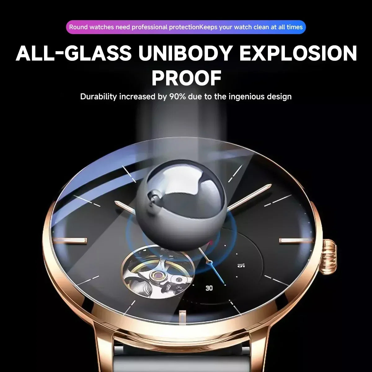 26-46mm Universal Tempered Glass Smartwatch Screen Protector Protective Film 28mm 30mm 32mm 38mm 40mm 41mm 42mm Diameter 1-5PCS