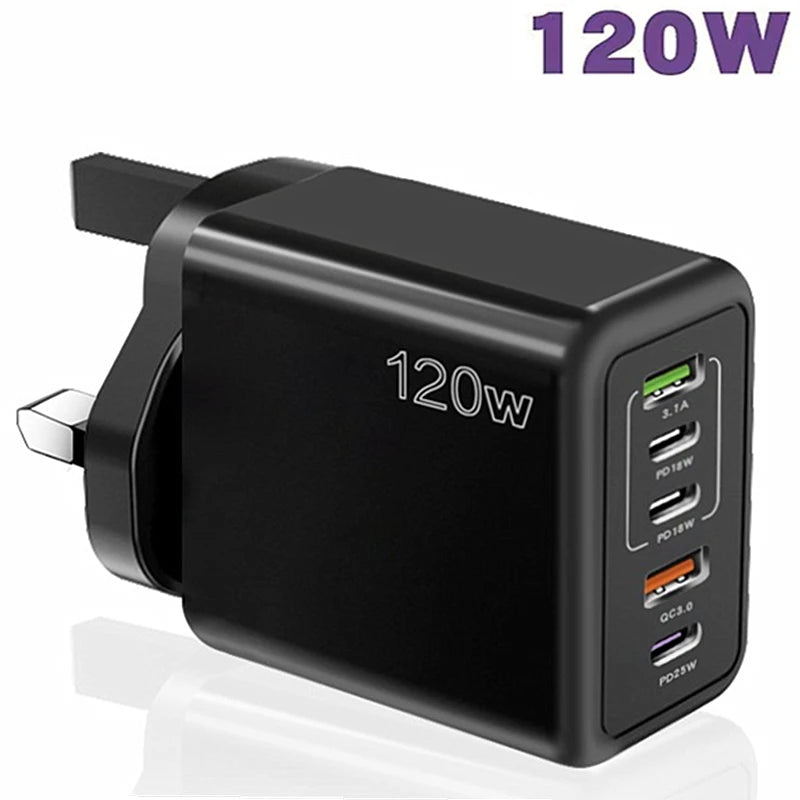 PD 5 Port USB Charger Fast Charging QC3.0 USB C Type C Mobile Phone Charger For iPhone Huawei Samsung Xiaomi ipad Quick Charge