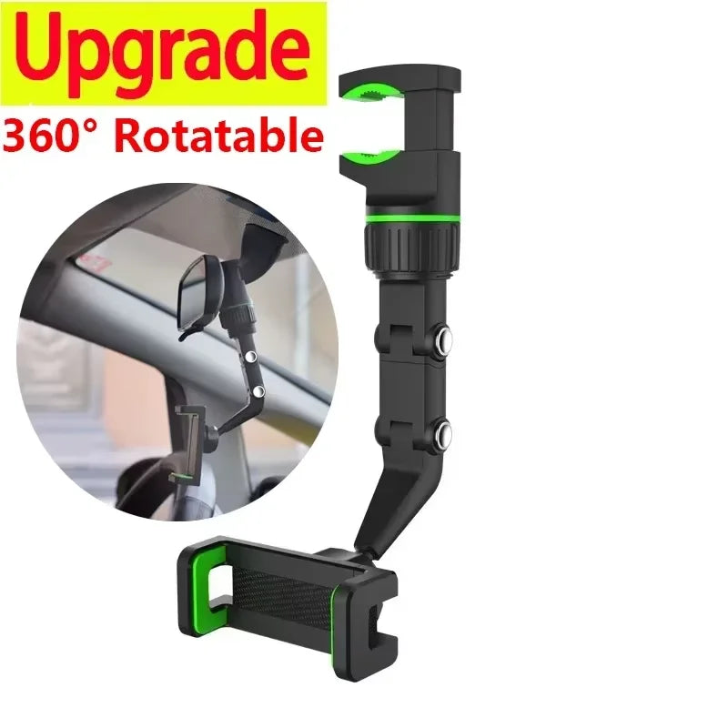 360° Car Rearview Mirror Mount Stand Holder for Cell Phone and GPS Adjusted Automobile Cradles Suitable for All Phone Models