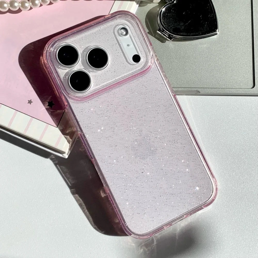 Ultra Thin Clear Glitter Soft Silicone Phone Case For iPhone 17 Air 16 15 14 13 Pro Max Plus Transparent Shiny Solid Color Cover