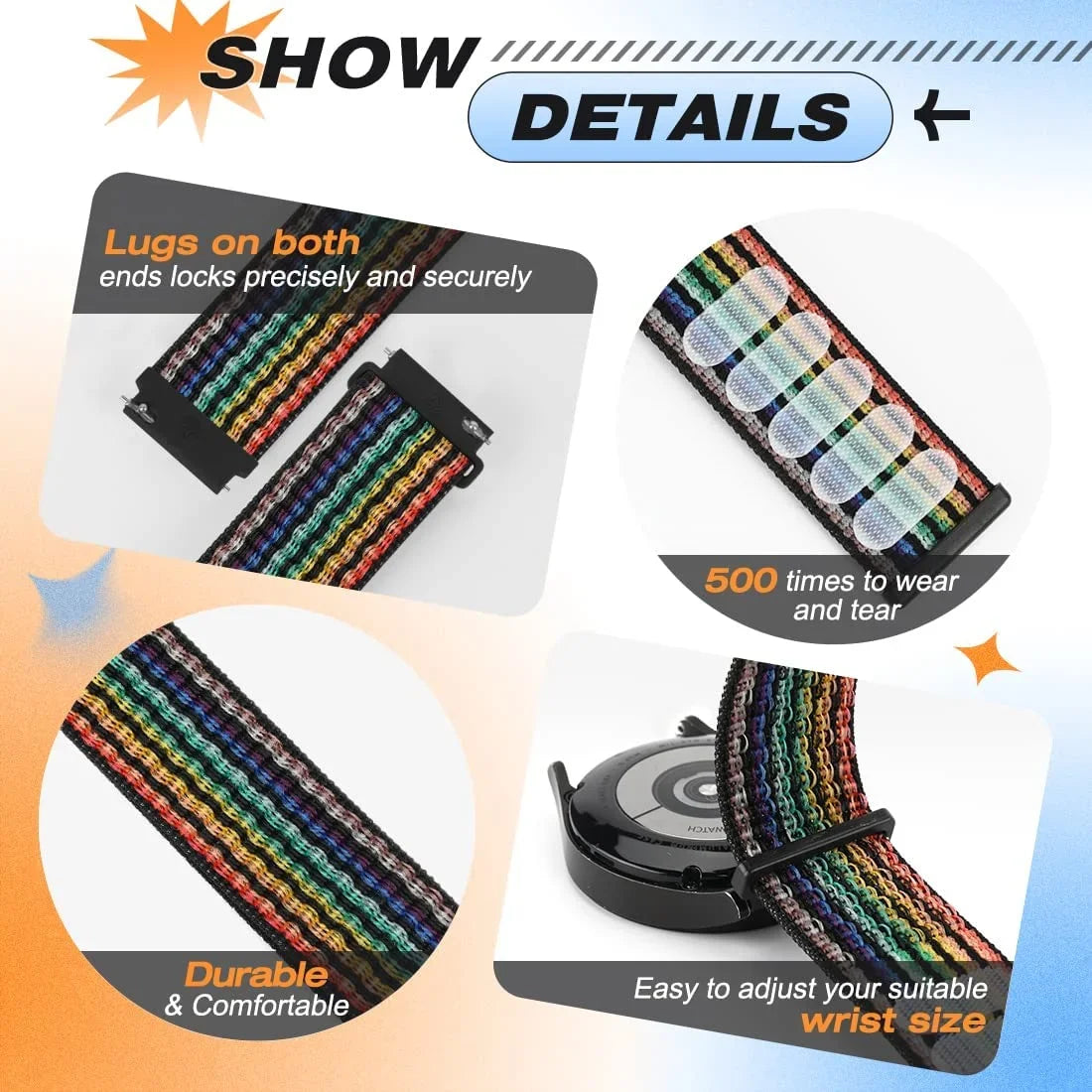20mm 22mm Nylon Loop Strap For Garmin Forerunner 55 165 265 965 255 Active 5/Vivomove Trend/Vivoactive 5/Venu 3/2 Bracelet Belt
