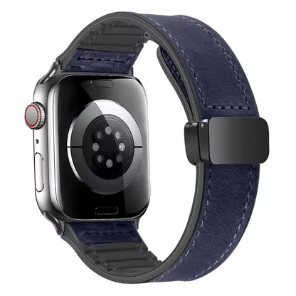 Leather Strap For Apple Watch Band 49mm 44 45 42mm 40 46 38 41mm Magnetic Bracelet Correa Men IWatch Ultra Series 10 9 8 7 SE 6