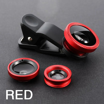 Universal 3 in 1 Fish Eye Lens Wide Angle Micro Phone Fisheye Lens Zoom Camera Kits With Phone Clips For iPhone Samsung Xiaomi