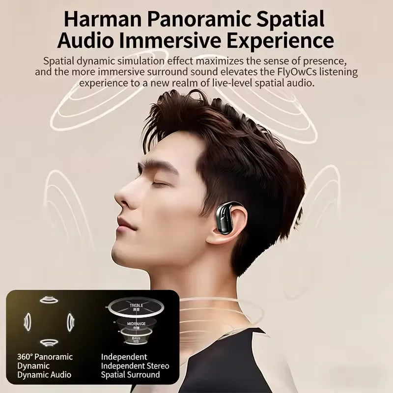 Wireless Bluetooth 5.3 Earhook Earphone LED Display Sports Earhook Headphones Deep Bass HiFi Stereo Noise Cancelling Earphones