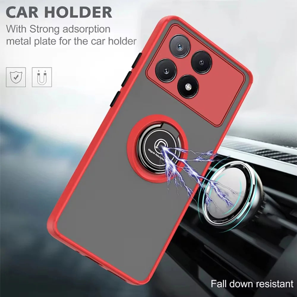 Ring Stand Holder Phone Case For POCO X6 X7 X5 X4 X3 F6 F5 F4 GT F3 Pro Shockproof Magnetic Cover For POCO M6 M5 M3 Pro 5G Funda