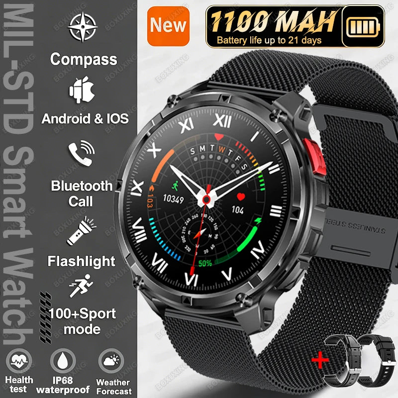 2026 New T-Rex3 Ultra Military Smart Watch 1100mAh Battery GPS Path IP68 Waterproof Sports Tracker Outdoors Compass Smartwatch