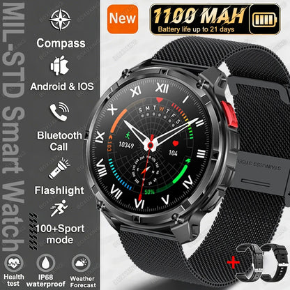 2026 New T-Rex3 Ultra Military Smart Watch 1100mAh Battery GPS Path IP68 Waterproof Sports Tracker Outdoors Compass Smartwatch