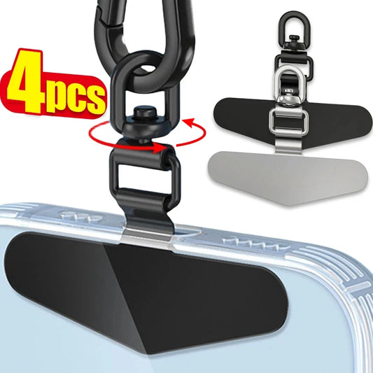 1-4Pcs New Upgrated 360 Rotatable Stainless Steel Phone Tether Metal Patch Gasket PLR Cellphone Lanyard Safety Connecter Piece
