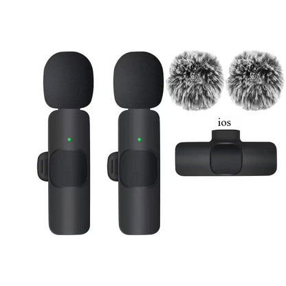 2.4G Wireless Lavalier Microphone Portable Audio Video Recording Mini Mic for iPhone Android Live Broadcast Gaming Phone