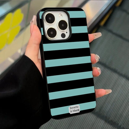 Blue Stripe Luxury Phone Case For iPhone 16 17 ProMax 15 14 13 12 11 Pro Niche Y2K Phone Cases Fundas