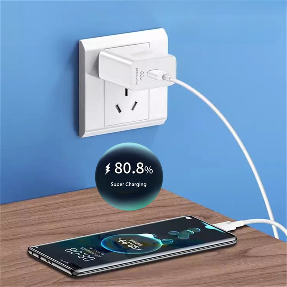 Quick Charge 3.0 USB Charger 66W 6A Super Fast Charging Phone Charger Adapter USB Type C Cable for Huawei Mate 40 50 60 P50 P60