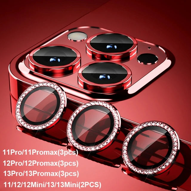 Glitter Diamond Rhinestone Camera Lens Protector for iPhone 17 Pro Max 16 16Pro 15 14  Plus 13 12 Mini 11 Air 17Pro 13Pro 12Pro