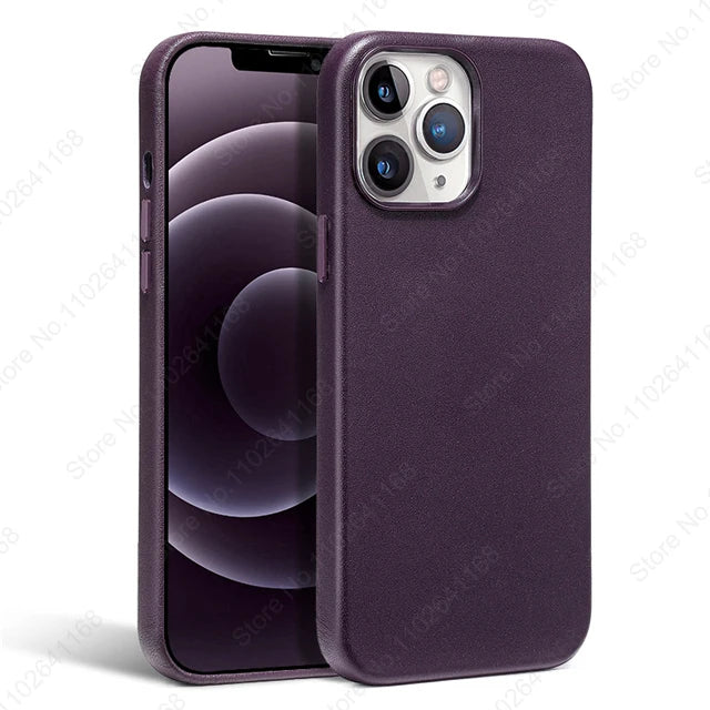 Official Original Animated Leather Cases for iPhone 16 13 14 15 Pro Max for Magsafe Magnetic Wireless Charging Cover For 15 Plus