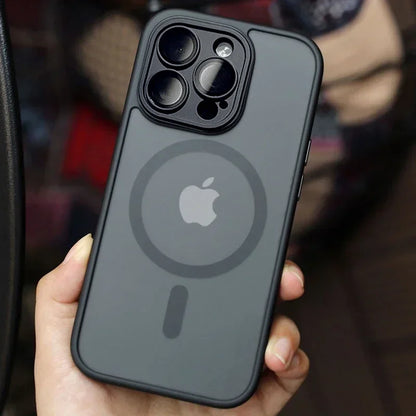 Magnetic Luxury Lens Protector Matte Translucent Case For iPhone 17 16 15 14 13 12 11 Pro Max For Magsafe Wireless Charger Cover