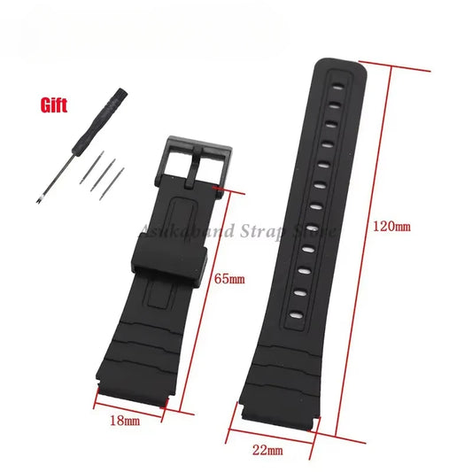 12/14/16/18/20/22mm Silicone Rubber Strap for Casio W800H A158/168 AE1200/1300 F91W F84 Watchband Men Women Bracelet Accessories