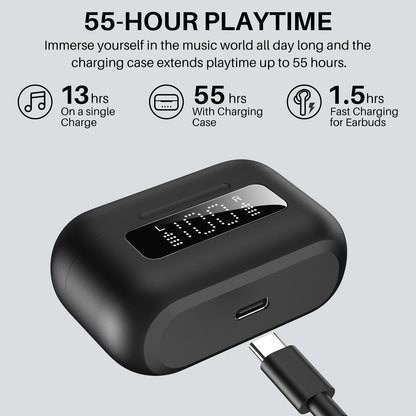 TOZO NC3 Wireless Earbuds 45dB Noise Cancelling Bluetooth Headphones TWS Earphones LED Display Power 32 EQs Support APP