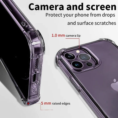 Phone Case For iPhone 17 16 15 14 13 12 11 Air Pro Max Luxury Shockproof Clear Silicone Bumper Transparent Slim Shell Back Cover