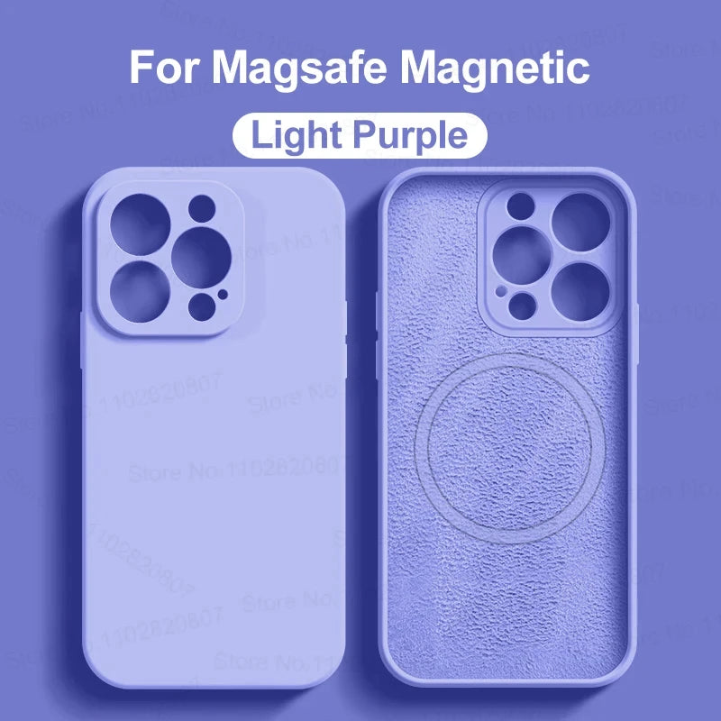 Original Liquid Silicone Magnetic Case For iPhone 11 13 12 14 15 Pro Max Plus For Magsafe Case Wireless Charge Cover Accessories