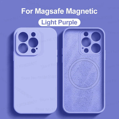 Original Liquid Silicone Magnetic Case For iPhone 11 13 12 14 15 Pro Max Plus For Magsafe Case Wireless Charge Cover Accessories