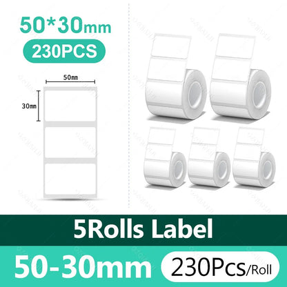 3/5/10 NiiMBOT White Label Paper Waterproof Self-adhesive Rolls For B1 B21 Mini Label Printer Price Tag Office Maker UV Print