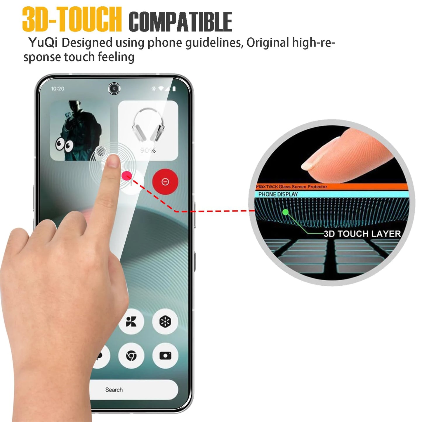 Screen Protector For Nothing Phone 3 Tempered Glass HD 9H Transparent Clear Anti Scratch Case Friendly
