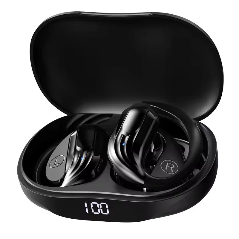 Wireless Bluetooth 5.3 Earhook Earphone LED Display Sports Earhook Headphones Deep Bass HiFi Stereo Noise Cancelling Earphones