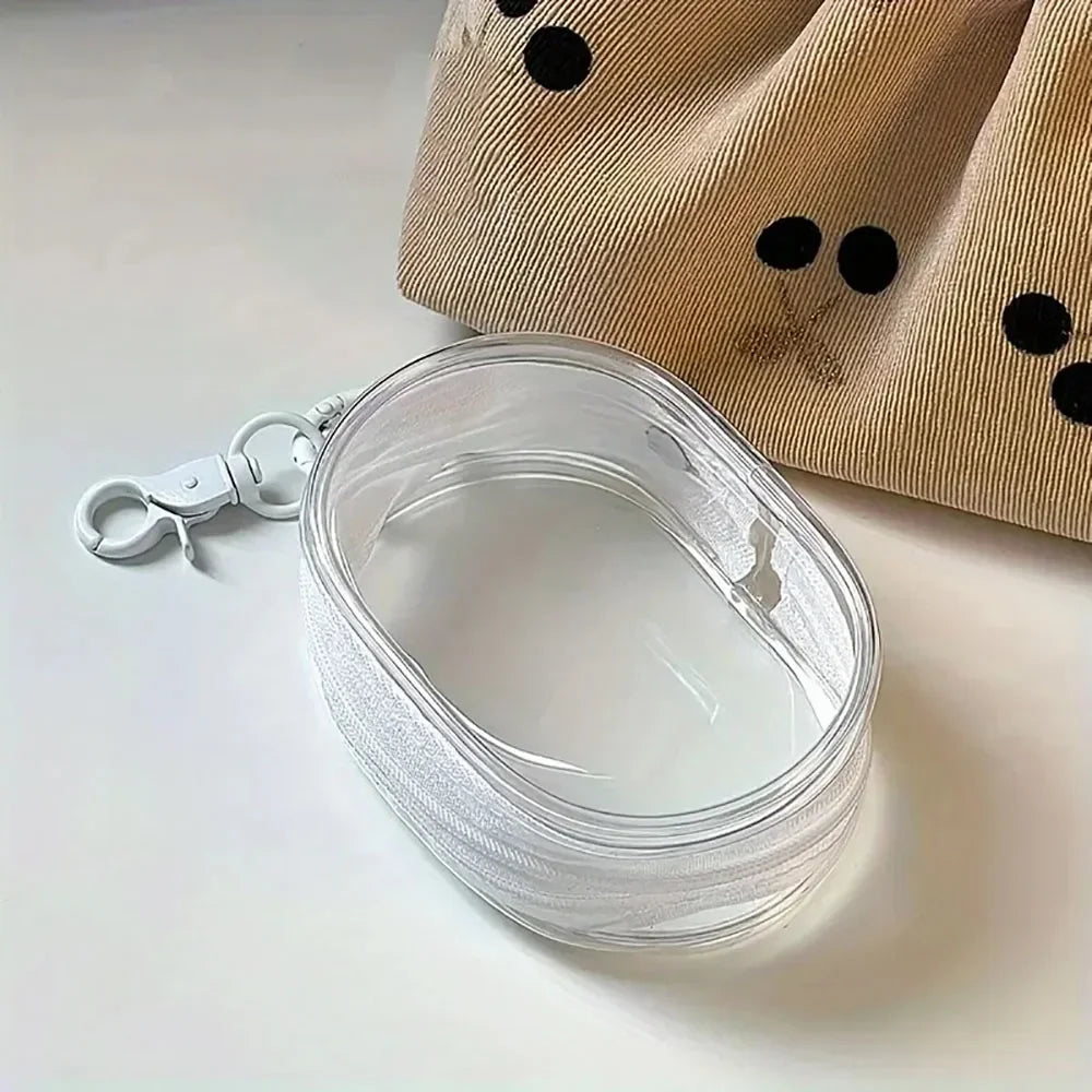 1/2Pcs Transparent Doll Storage Bag with Keychain Outdoor Display Organizer Box for Plush Dolls Earphone Case Accessories
