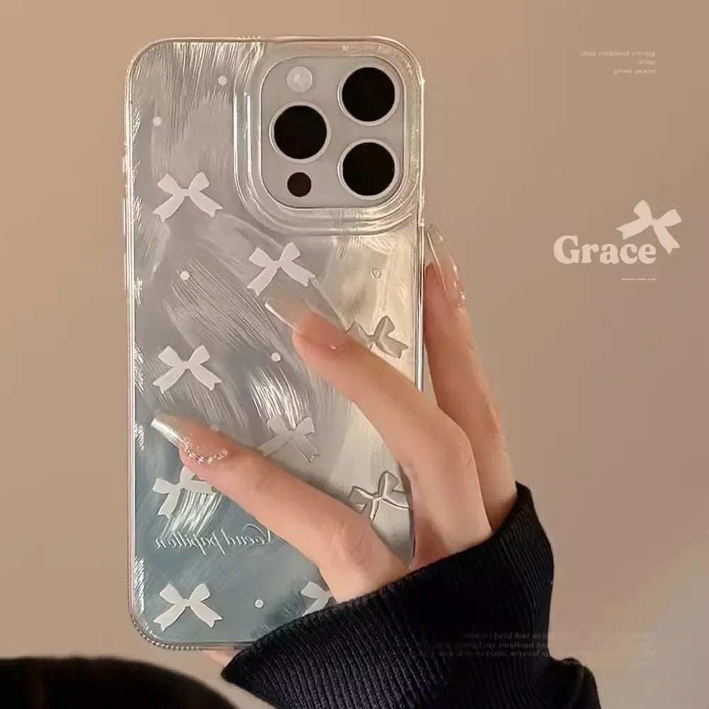 Luxury Laser Silver Bow Phone Case