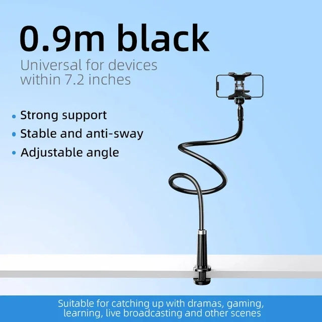 90cm Phone Holder Stand Lazy Bracket Headrest Bed 360 Flexible Long Arms Clamp Mount For iPhone Samsung and 3.5~6.7" Device