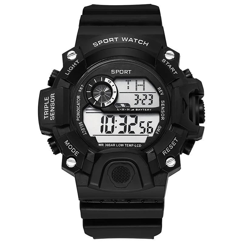 Fashion Men's Watch Sports Electronic Wristwatch Large dial Multifunctional Waterproof Luminous Alarm Kids Male's Military Watch