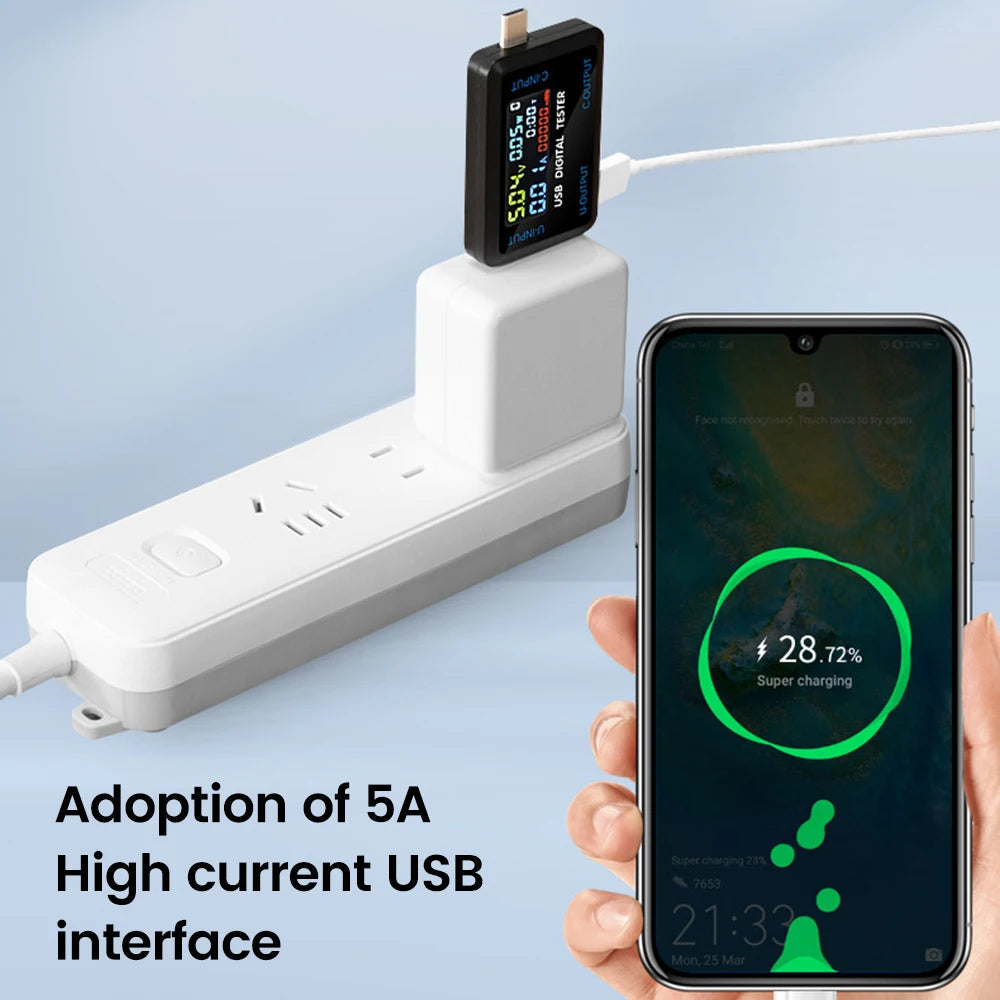 Digital Voltage Current Meters Battery Capacity Tester USB Type C Volt Current Doctor Meter Power Bank Charger Capacity Tester